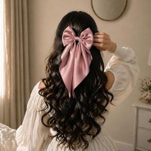 2 Pack OF Hair Bows - Bow Clips for Women and Girls - Luxury Silky Satin Barette Hair Clip - Cute Hair Accessories